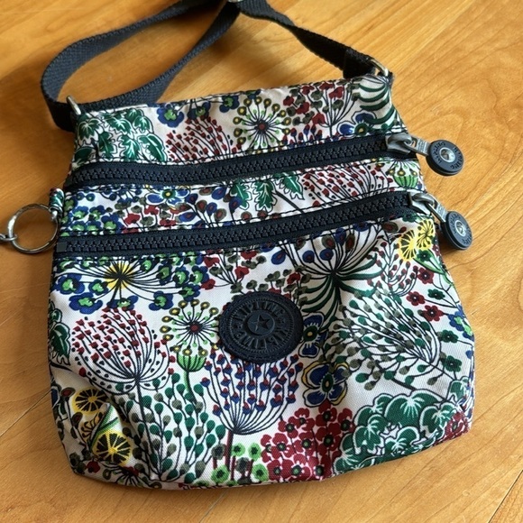 Kipling Floral Mini Crossbody Bag with monkey keychain bag charm travel purse - Picture 3 of 8